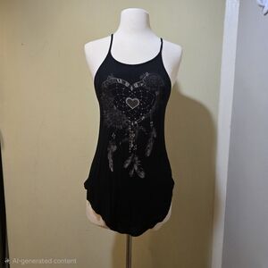 Black Graphic Tank Top